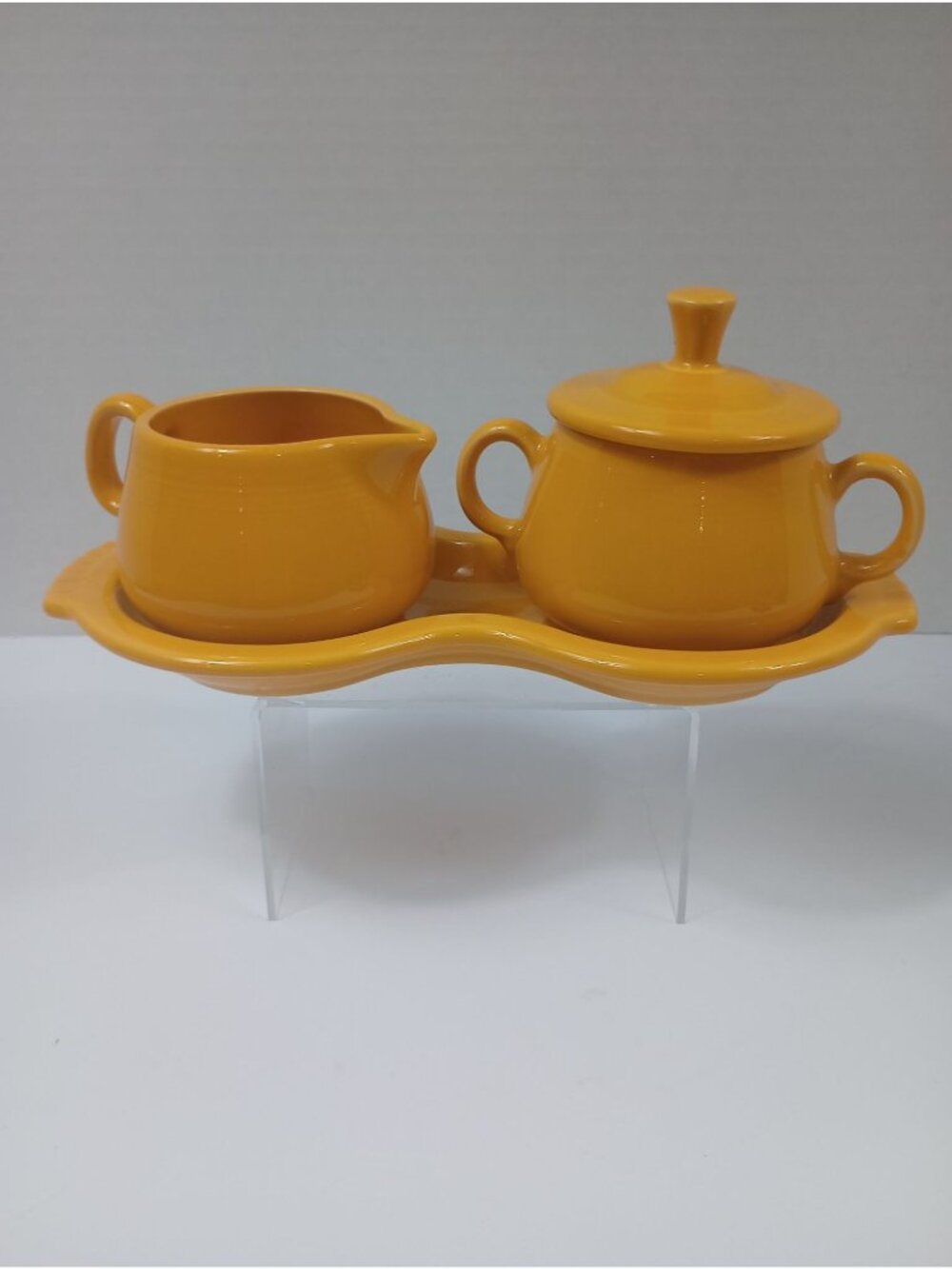 Vintage Homer Laughlin for Fiesta Daffodil/Yellow 3 Pc Ceramic Cream and Sugar S